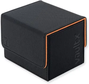 Vault X Trading Card Sideloading Deck Box, 100  sleeved cards, Premium Exo-Tec Material, Card Holder Storage Box, Detachable Magnetic Lid, for MTG Commander Game, TCG (Black/Electric Orange)