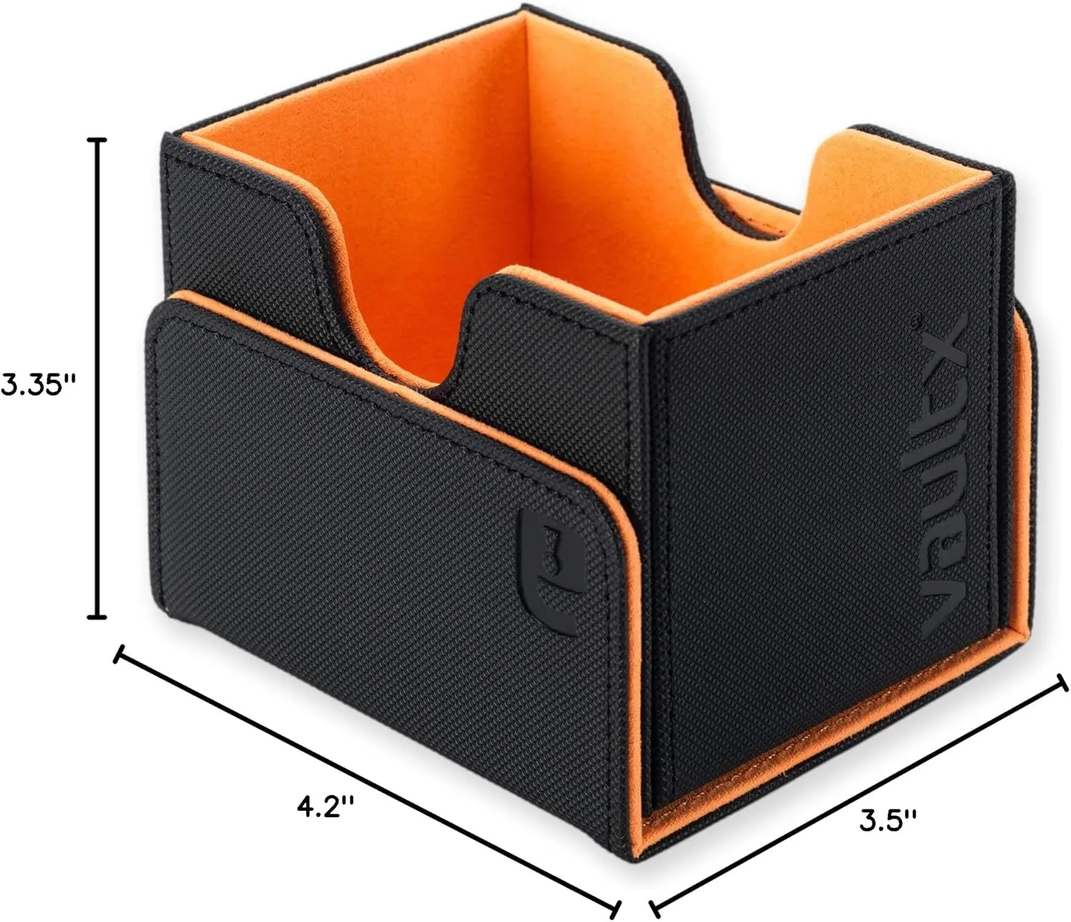 Vault X Trading Card Sideloading Deck Box, 100  sleeved cards, Premium Exo-Tec Material, Card Holder Storage Box, Detachable Magnetic Lid, for MTG Commander Game, TCG (Black/Electric Orange)