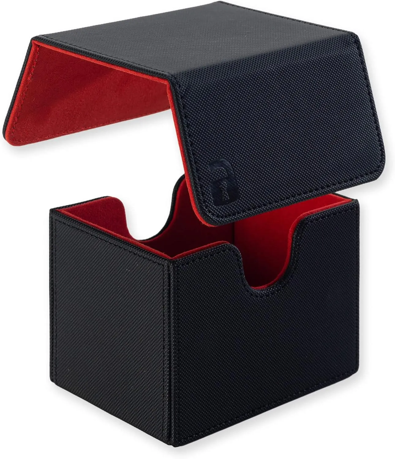 Vault X Trading Card Sideloading Deck Box, 100  sleeved cards, Premium Exo-Tec Material, Card Holder Storage Box, Detachable Magnetic Lid, for MTG Commander Game, TCG (Black/Electric Red)