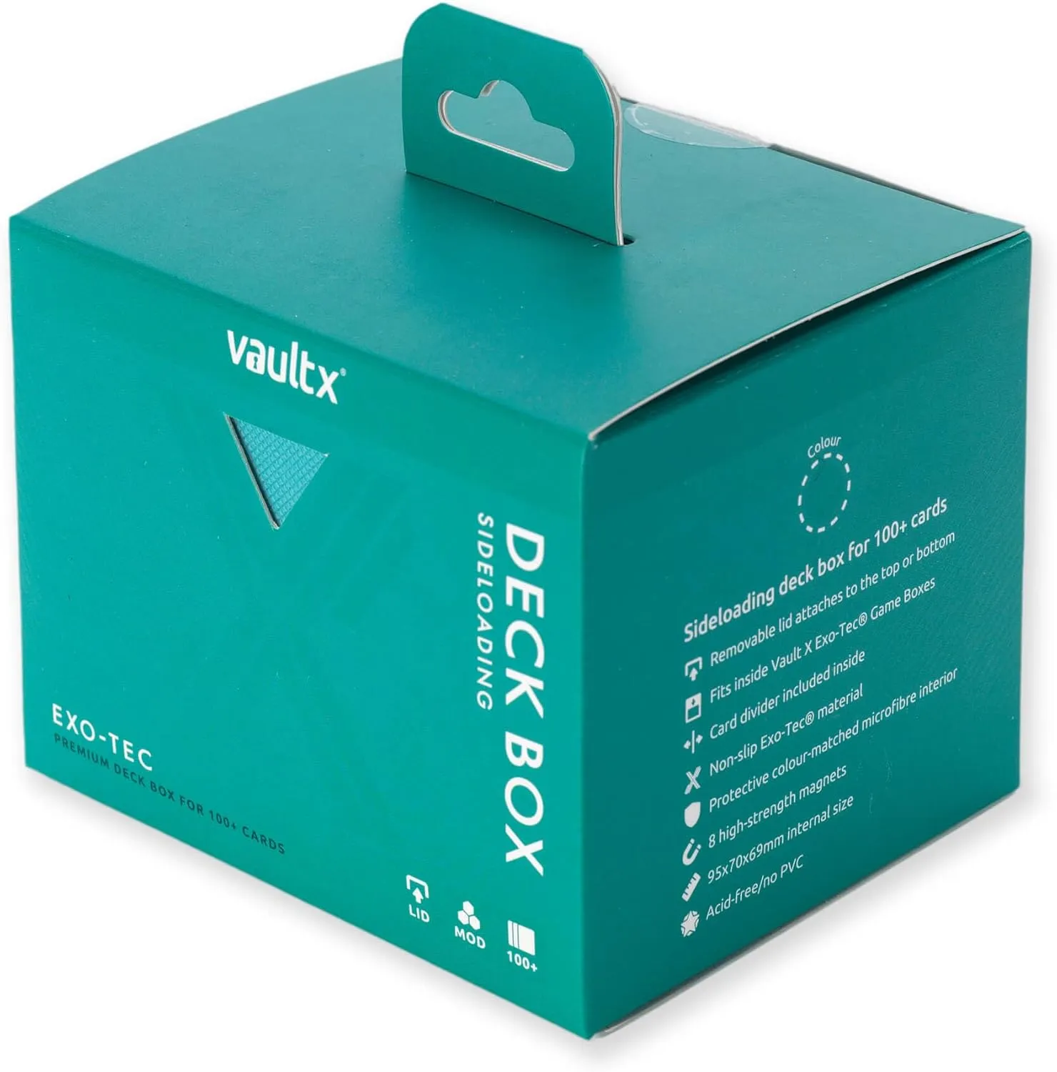 Vault X Trading Card Sideloading Deck Box, 100  sleeved cards, Premium Exo-Tec Material, Card Holder Storage Box, Detachable Magnetic Lid, for MTG Commander Game, TCG (Teal)