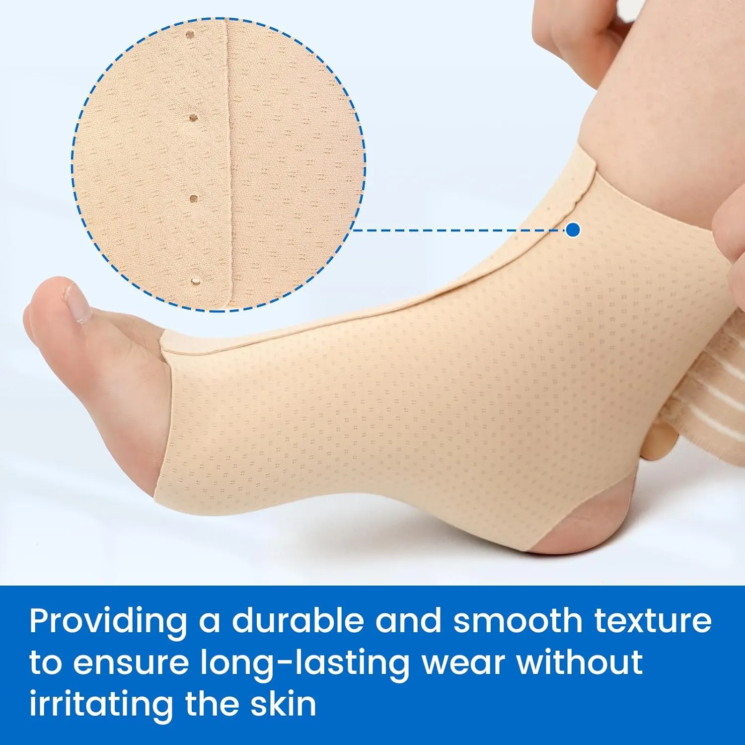 Velpeau Foot & Ankle Support Brace Compression Sleeve with Adjustable Strap, Elastic Wrap for Plantar Fasciitis, Achilles Tendonitis, Sprained, Sports Bandage Sock for Men Women (Khaki - Reg)