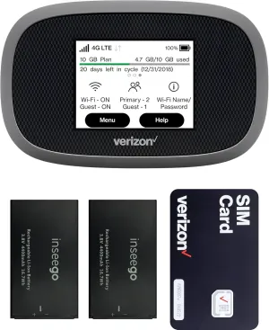Verizon Wireless Jetpack Inseego MiFi 8800L | Mobile Hotspot for Travel | 4G Mobile Portable WiFi | LTE Cat18 Up to 1 Gbps | Usage Up to 24 Hours | EVDO-LINK Bundle - Verizon Sim Card