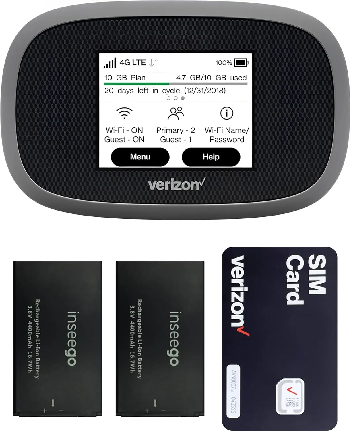 Verizon Wireless Jetpack Inseego MiFi 8800L | Mobile Hotspot for Travel | 4G Mobile Portable WiFi | LTE Cat18 Up to 1 Gbps | Usage Up to 24 Hours | EVDO-LINK Bundle - Verizon Sim Card