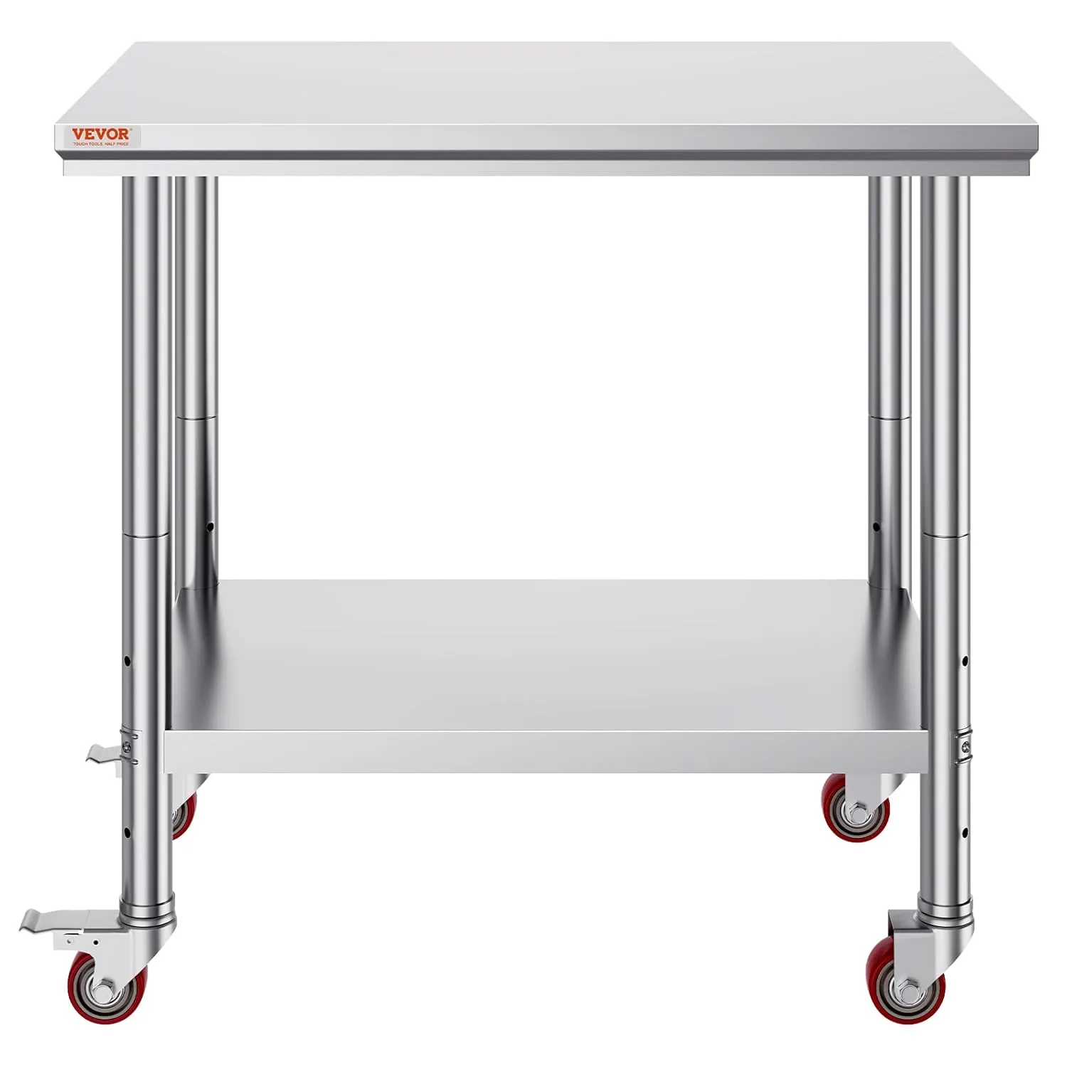 Vevor Mophorn Stainless Steel Work Table 36x24 Inch with 4 Wheels, Casters Heavy Duty Food Prep Worktable for Commercial Kitchen Restaurant, Silver