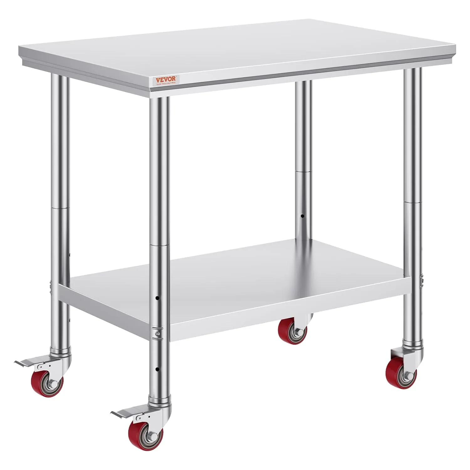 Vevor Mophorn Stainless Steel Work Table 36x24 Inch with 4 Wheels, Casters Heavy Duty Food Prep Worktable for Commercial Kitchen Restaurant, Silver