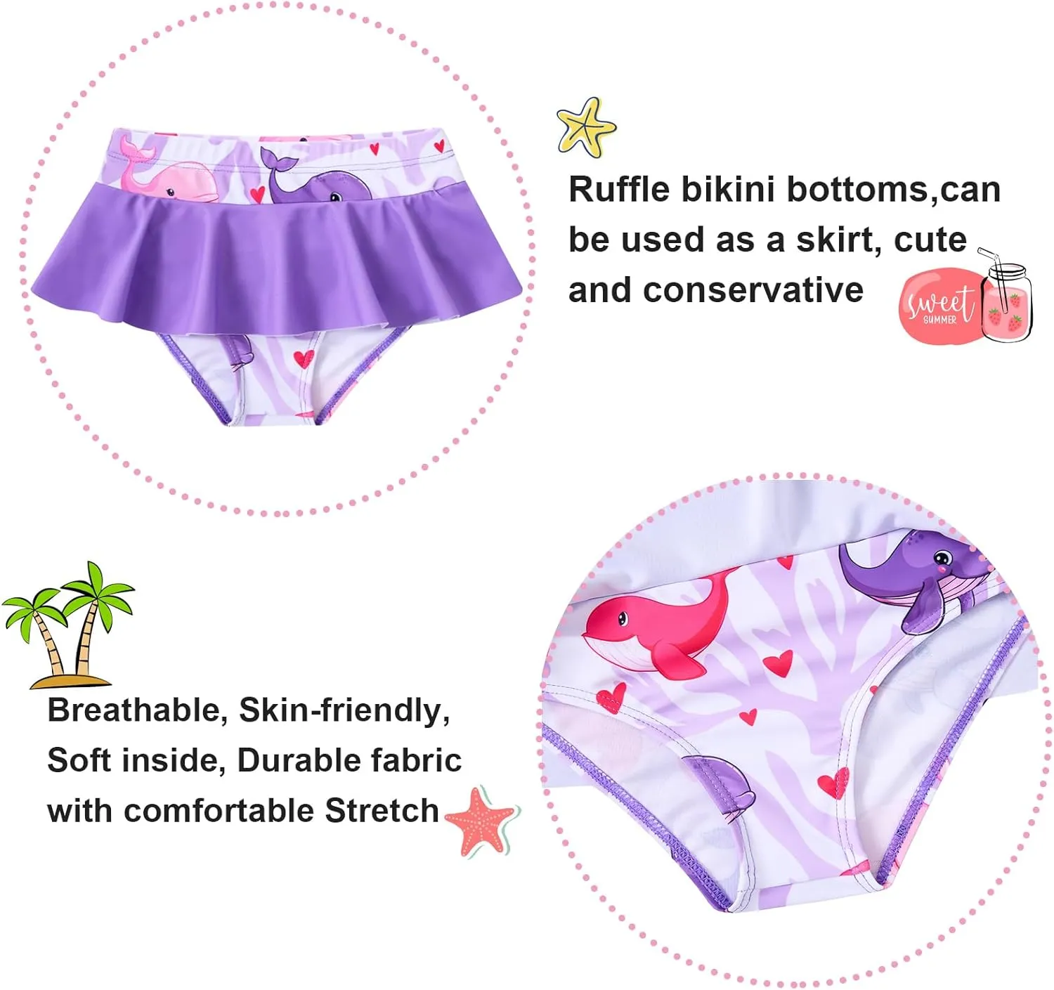 Vieille Toddler Girls Swimsuit 2 Piece Rash Guard Sets Long Sleeve Bathing Suit with UPF 50  Sun Protection 2-6 Years