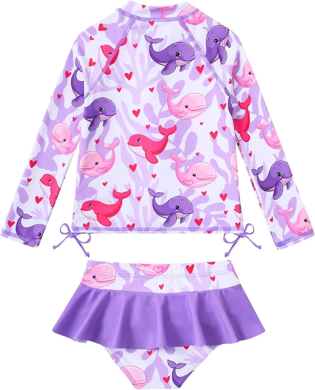 Vieille Toddler Girls Swimsuit 2 Piece Rash Guard Sets Long Sleeve Bathing Suit with UPF 50  Sun Protection 2-6 Years