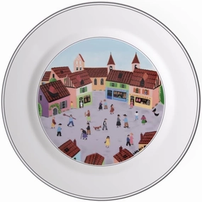 Villeroy & Boch Design Naif Dinner Plate #4-Old Village Square, 10.5 in, Premium Porcelain, White/Colorful