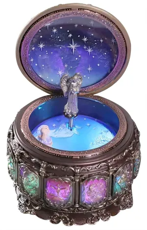 Vintage Music Box Constellation Style Plays Castle in The Sky Tune, Goddess Rotating Musical Box Sankyo 18-Note Wind Up Hand-Painted Collectible Zodiac Gift for Christmas Birthday