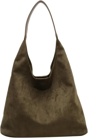 Vintage Suede Tote Bag for Women Autumn Winter 2025 Collection Retro Casual Commute Large Capacity Shoulder Bag