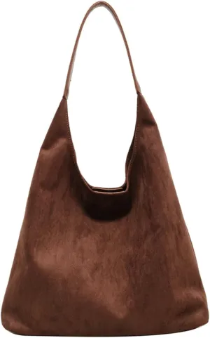 Vintage Suede Tote Bag for Women Autumn Winter 2025 Collection Retro Casual Commute Large Capacity Shoulder Bag