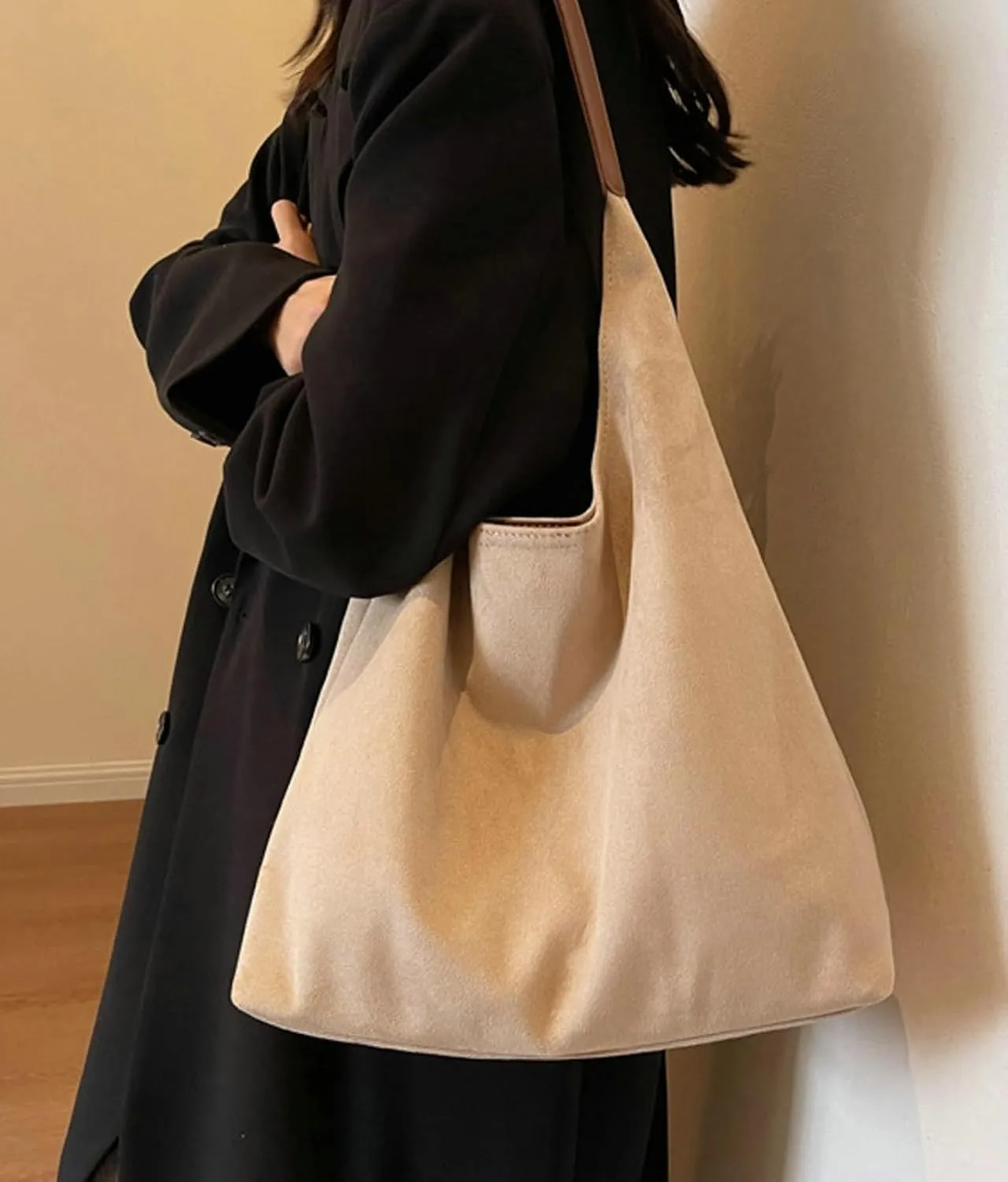 Vintage Suede Tote Bag for Women Autumn Winter 2025 Collection Retro Casual Commute Large Capacity Shoulder Bag