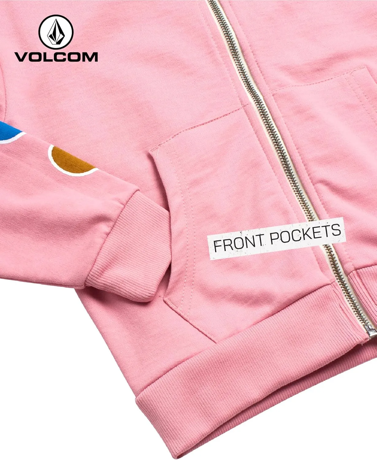 Volcom Girls' Fleece Short Set - 2 Piece Long Sleeve Full Zip Up Hoodie Sweatshirt and Matching Sweat Shorts (Sizes: 4-12)
