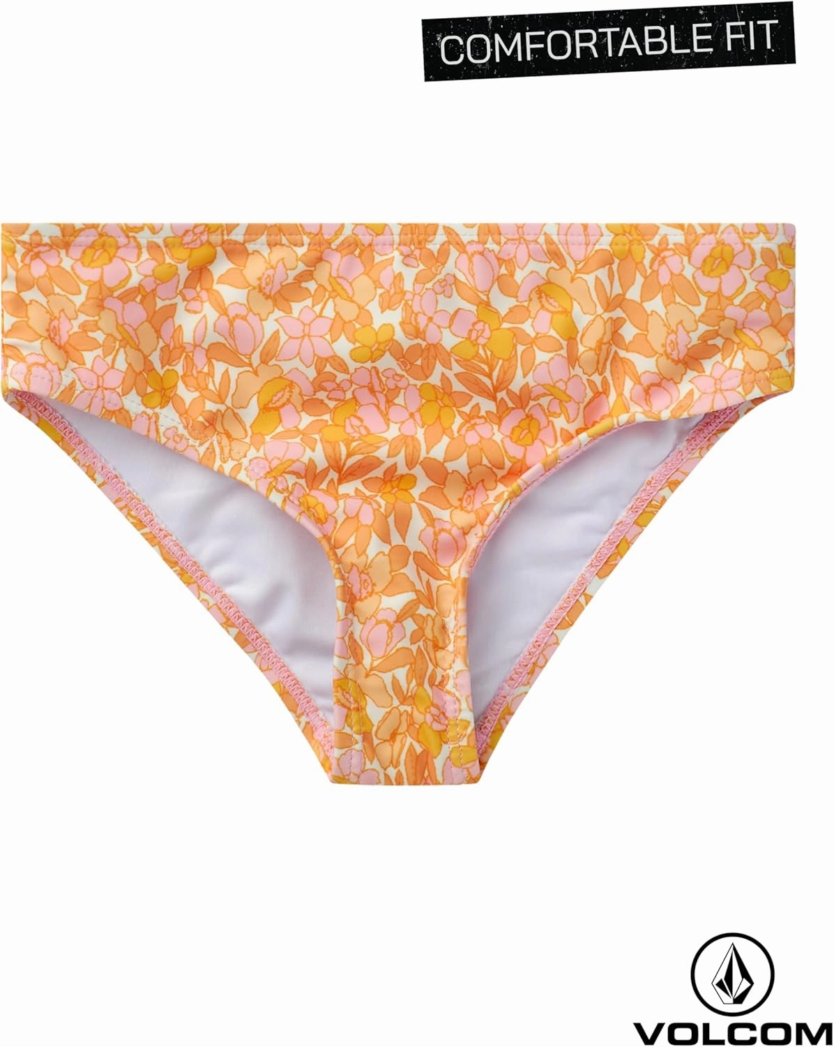 Volcom Girls' Swimsuit Set - 3 Piece UPF50  High Neck Bikini Top, Bikini Bottom and Matching Swim Shorts for Girls (2T-16)