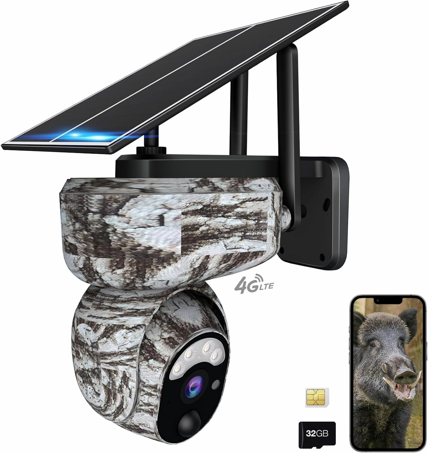 Vyze-Link Cellular Trail Camera, Solar Game Cameras, 4G APP Live View Deer Camera with Night Vision Motion Activated Waterproof, IP66, Rotatable Wildlife Camera with Sim Card