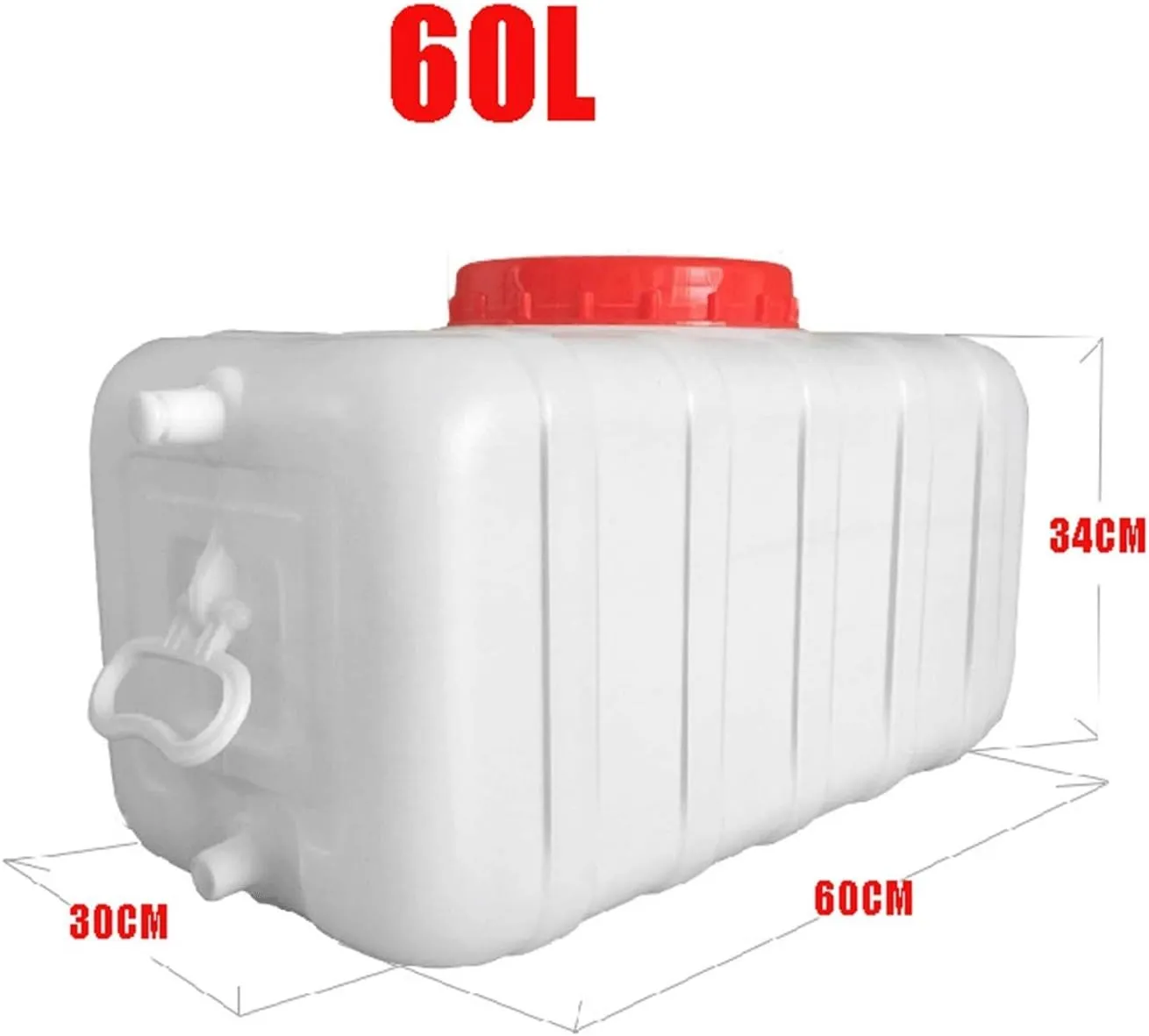 Water Tank Plastic Water Container Drum 60L/80L/120L/150L Water Container Carrier Home Camping Stackable Camping High Capacity Water Storage Water Dispenser Water Jug Bucket for Sport Campin(Size:60L)