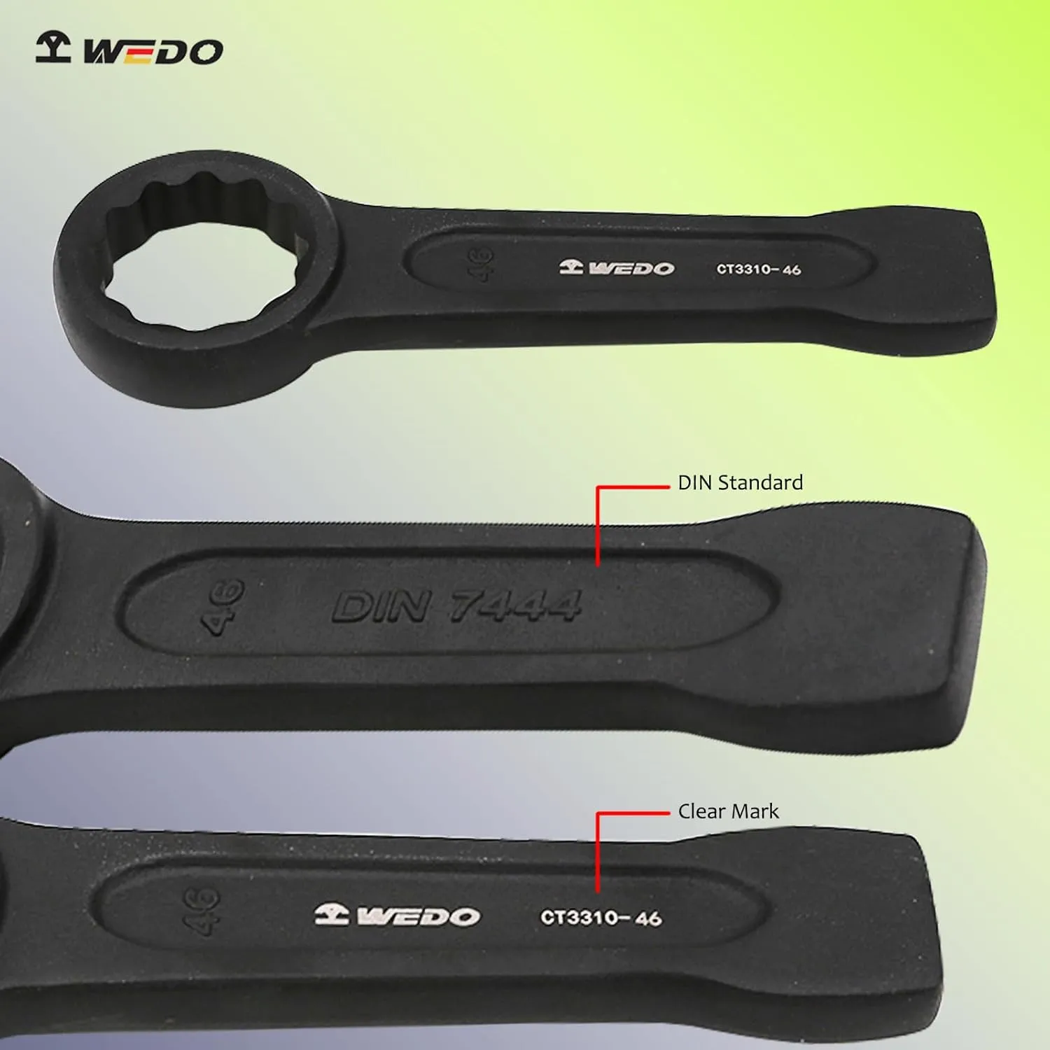 WEDO Striking Box Wrench,17mm Box End Striking Ring Wrench,Length 145mm,One-time Die Forged,Strong Torque,High Strength,Wear Resistance,Black-Spray on Surface,DIN7444 Standard, 40 Chrome Steel