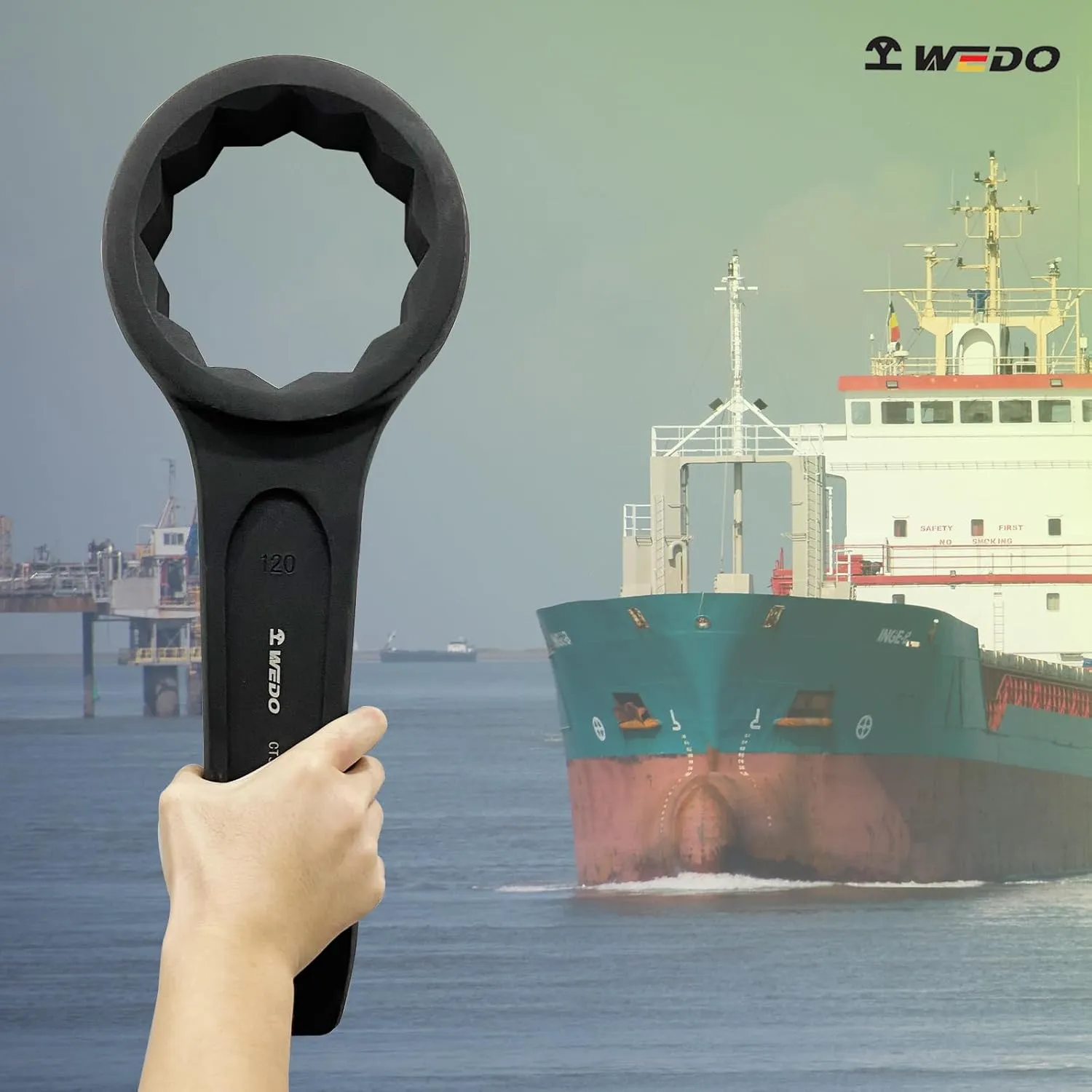 WEDO Striking Box Wrench,17mm Box End Striking Ring Wrench,Length 145mm,One-time Die Forged,Strong Torque,High Strength,Wear Resistance,Black-Spray on Surface,DIN7444 Standard, 40 Chrome Steel