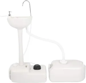 WEI WEI GLOBAL Outdoor Portable Camping Sink, Standing Hand Wash Basin with Foot Pump and Water Tank, for RV, Travel, Worksite
