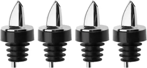 Westmark 4 x Spirit/Vinegar/Oil Pourers for Bottles, Dispenser with Air Tubes, Plastic Corks, Chrome-Plated, with Decorative Ring, Jet Pour, 412222E3