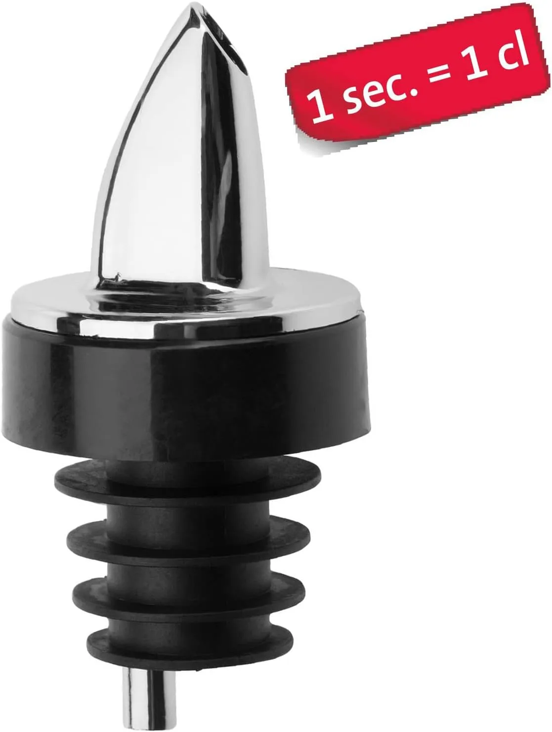 Westmark 4 x Spirit/Vinegar/Oil Pourers for Bottles, Dispenser with Air Tubes, Plastic Corks, Chrome-Plated, with Decorative Ring, Jet Pour, 412222E3