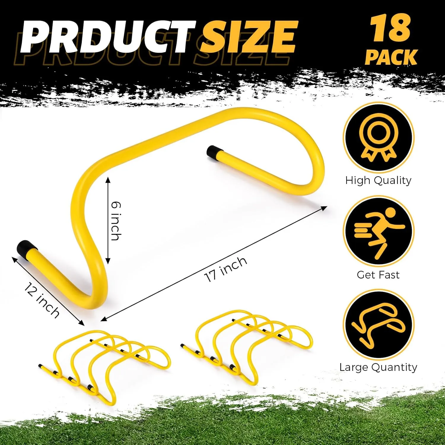 Wettarn 18 Pcs 6" Speed Training Hurdles Durable Agility Training Hurdle Agility Plyometric and All Purpose Equipment for Athletes, Soccer, Basketball