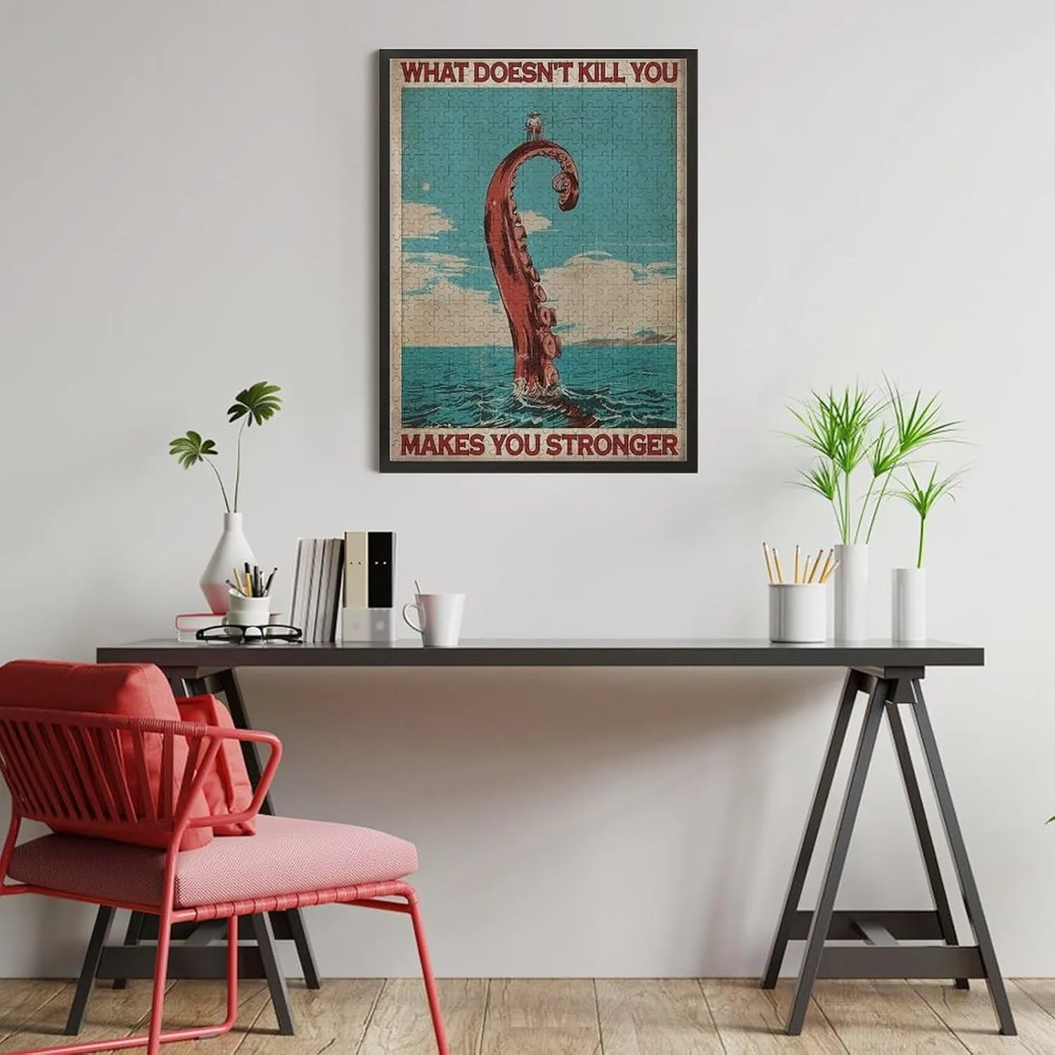 What Doesn‘t Kill You Makes You Stronger Vertical Poster Fishing Funny Art Print Puzzle 500 Pieces