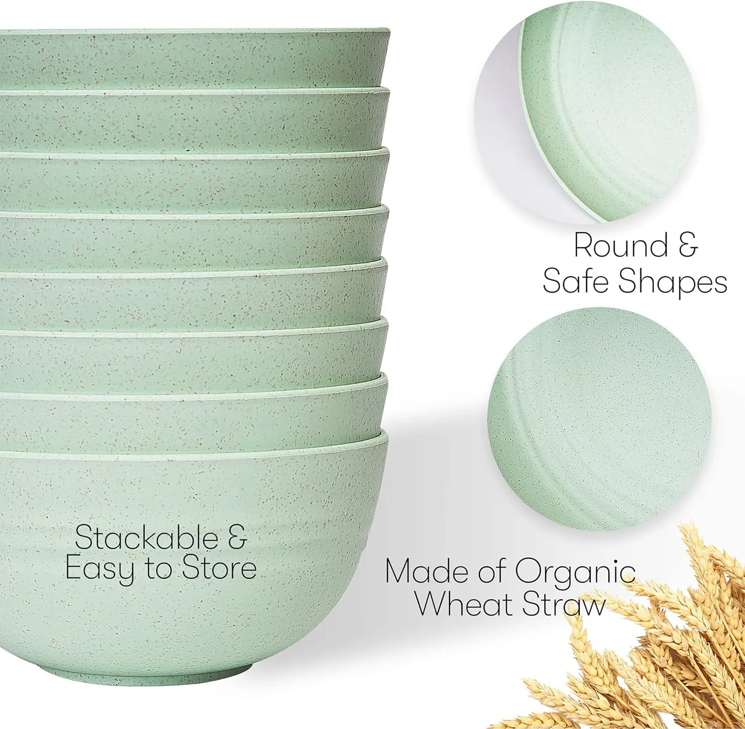 Wheat Straw Dinnerware Sets | Unbreakable Dinnerware Sets | Dishwasher Microwave Safe Dinnerware | Eco Friendly Non Breakable Dinnerware Sets | RV Outdoor Camping (Green, Service for 8 (32 pcs))