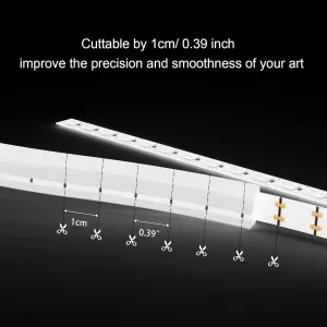 White Led Strip Lights 16.4ft/5m LED Flexible Strip Lighting Cut Length 1cm Silica Gel Neon Light Strip, 12V Flex Waterproof Neon LED Strip Silicone for Kitchen Bedroom Indoor Outdoor Decoration