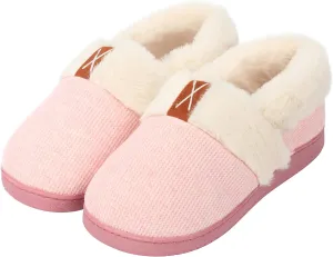 Women Slippers Comfy House Winter Slippers with Faux Fur Lining Memory Foam Anti-Skid Rubber Sole Fluffy Shoes Indoor Outdoor