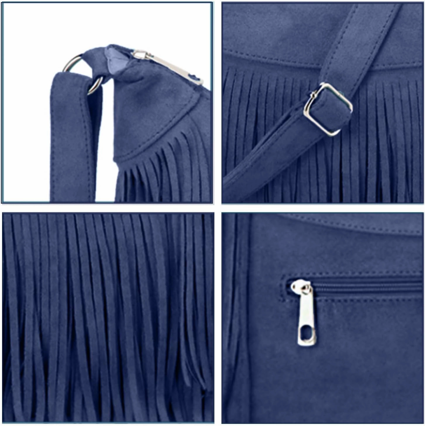Women Fashion Fringe Purse Crossbody Bags Vegan Suede Hippie Tassel Hobo Shoulder Bag Vintage Handbags