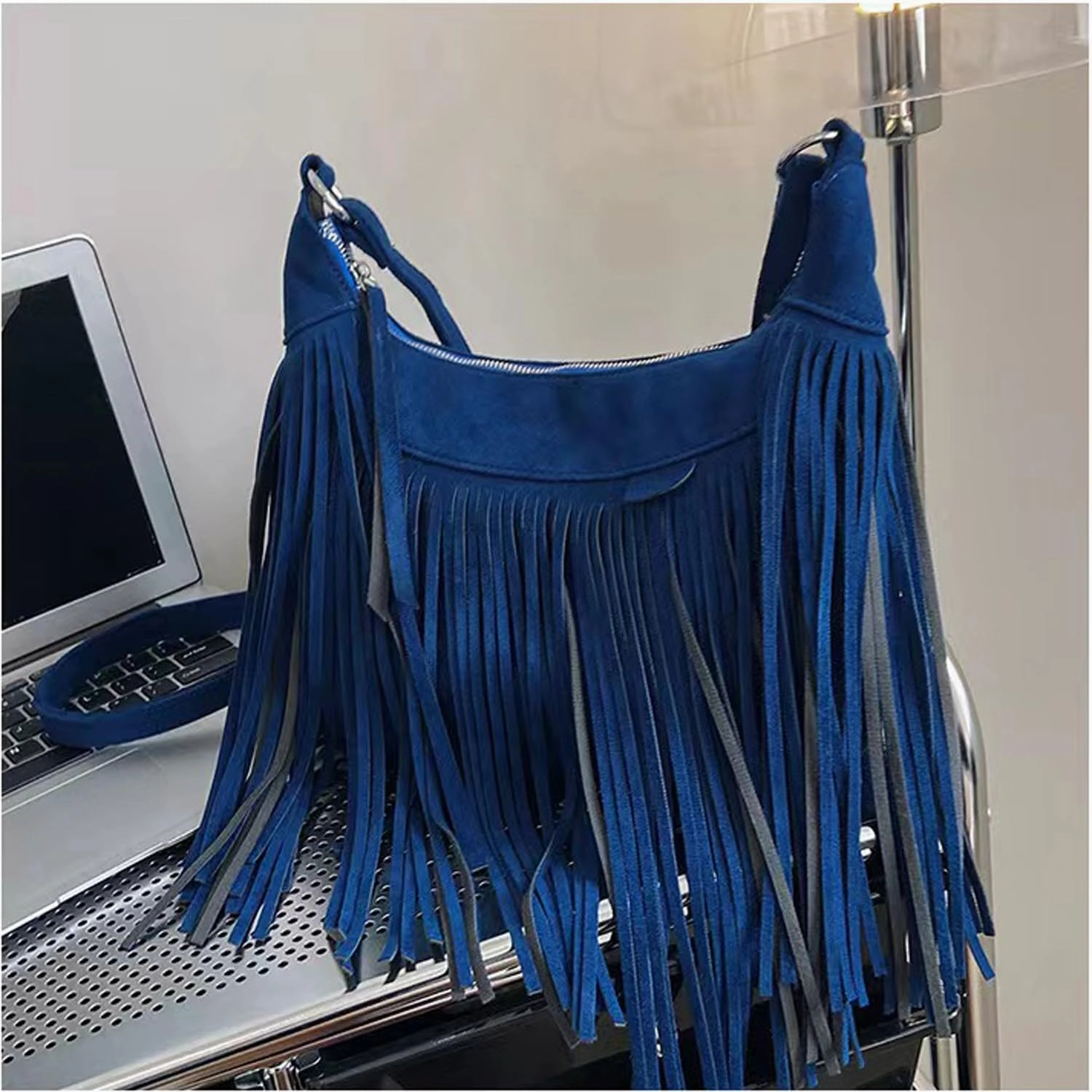Women Fashion Fringe Purse Crossbody Bags Vegan Suede Hippie Tassel Hobo Shoulder Bag Vintage Handbags