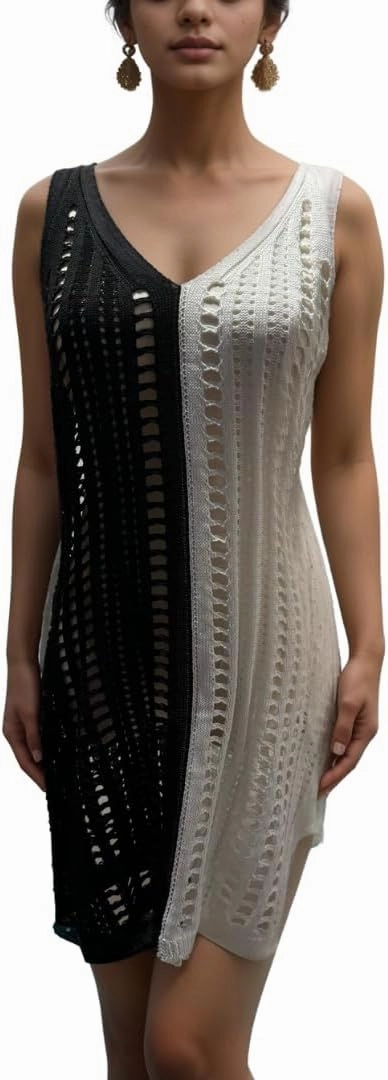 Women’s Colorful Sleeveless Crochet Dress Cover-Up for Beach, Pool, or Night Out