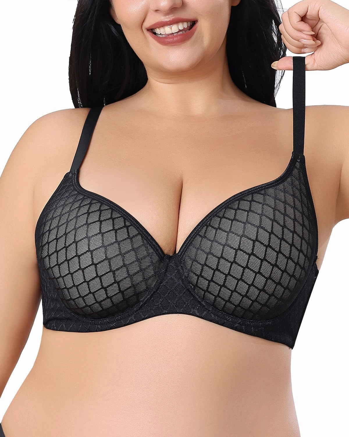 Women's Underwire Push Up Bra Lightly Padded Molded Cups with Lace Plus Size Full Support 38C-44E