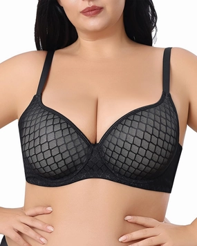Women's Underwire Push Up Bra Lightly Padded Molded Cups with Lace Plus Size Full Support 38C-44E