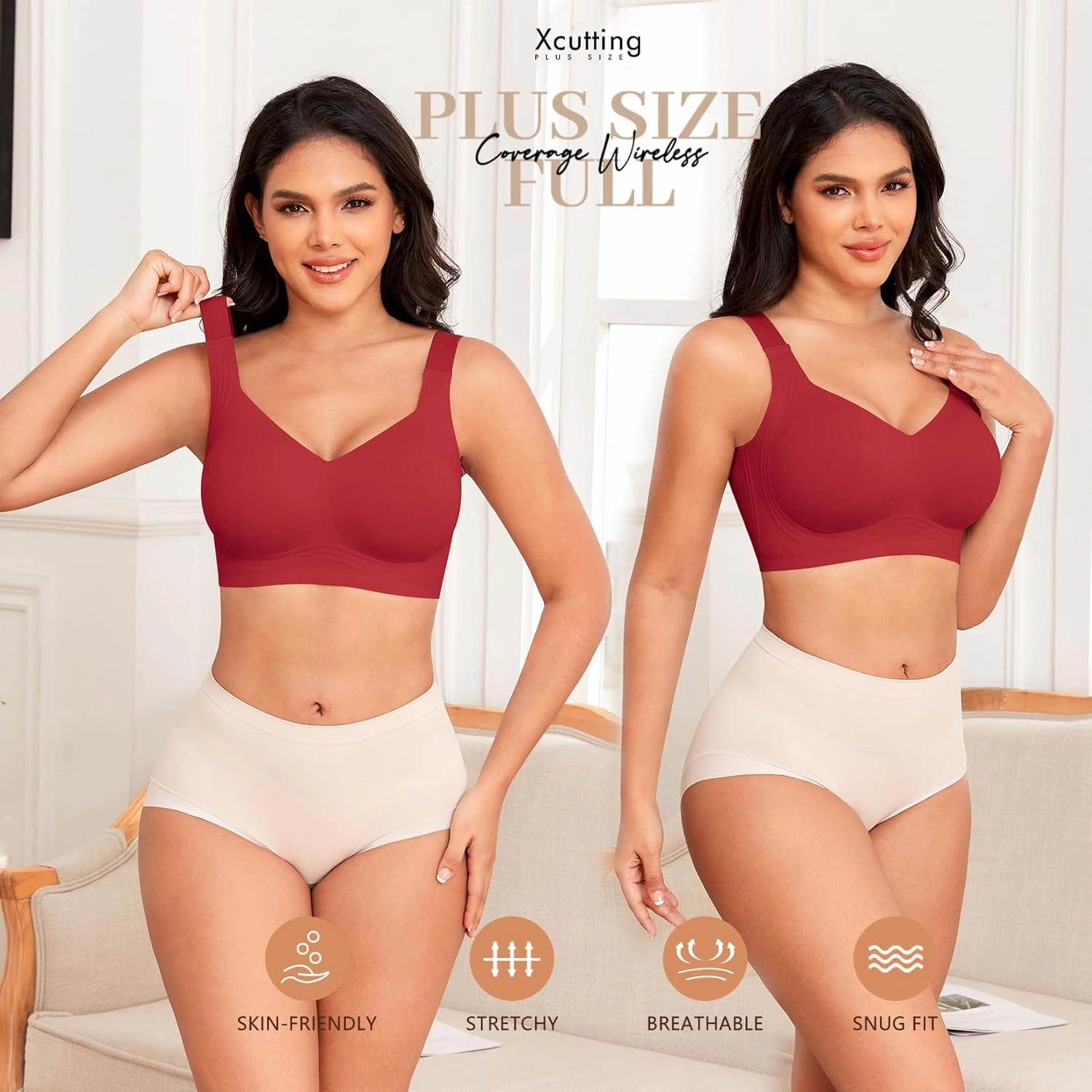Women Wirefree Bras for Women Full Coverage No Underwire Everyday Bras Comfortable Wireless Padded Bras