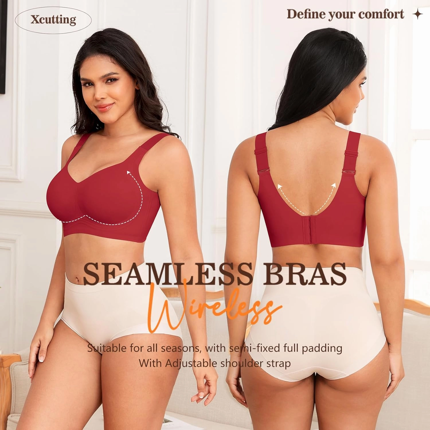 Women Wirefree Bras for Women Full Coverage No Underwire Everyday Bras Comfortable Wireless Padded Bras