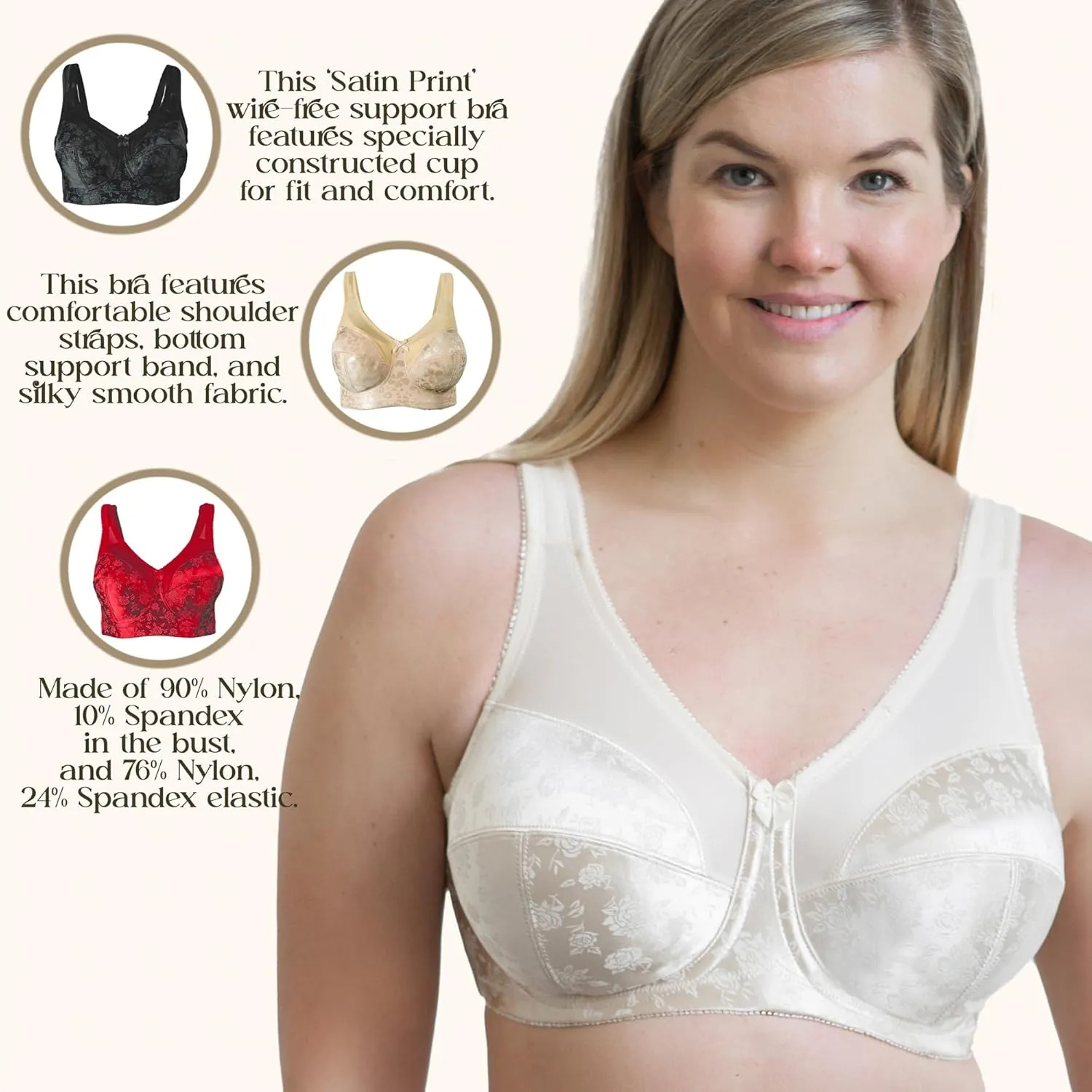 Women's 7102 Full Figure Wireless Seamed Cup Bra