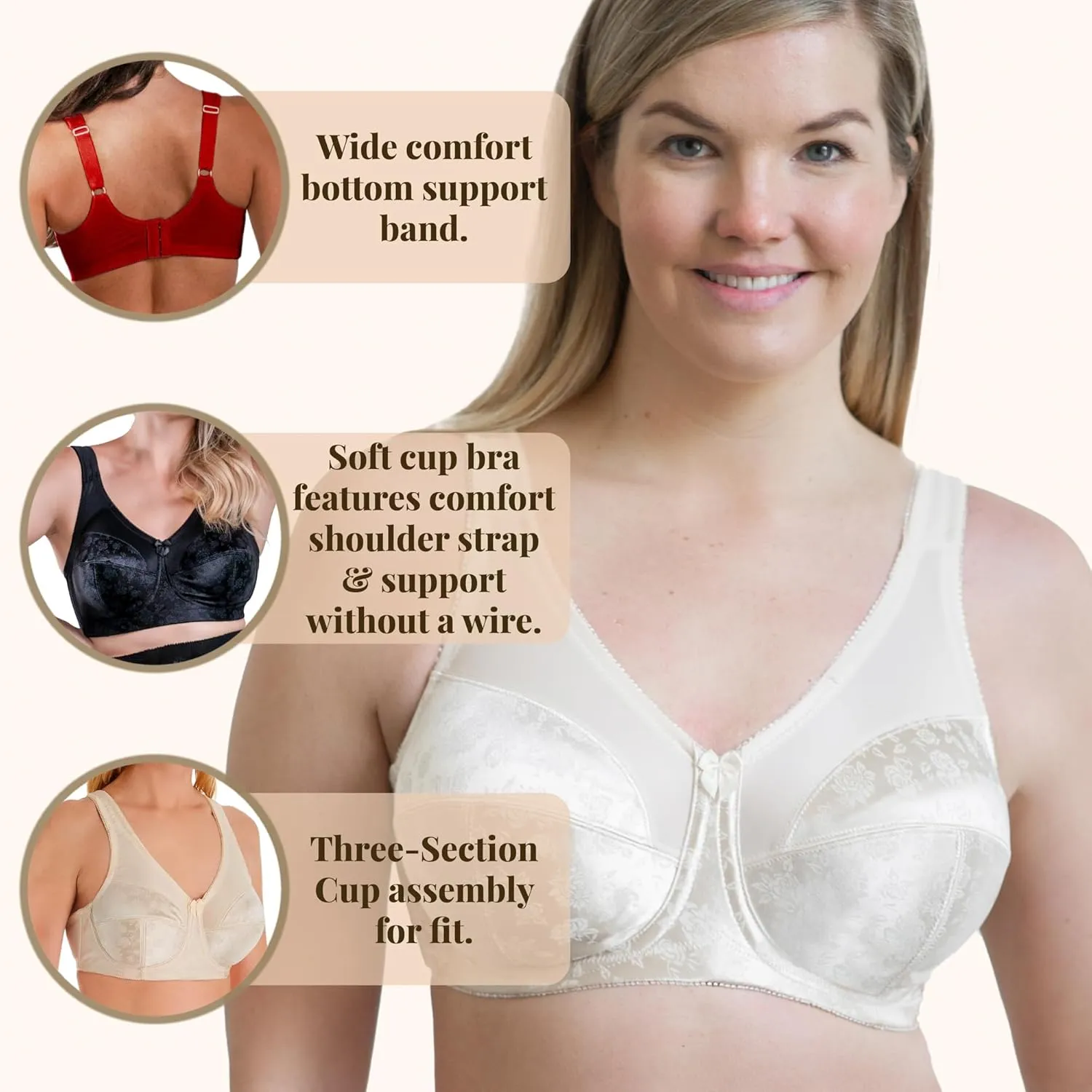 Women's 7102 Full Figure Wireless Seamed Cup Bra