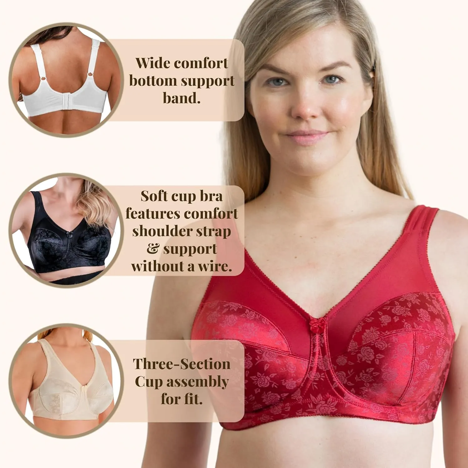 Women's 7102 Full Figure Wireless Seamed Cup Bra