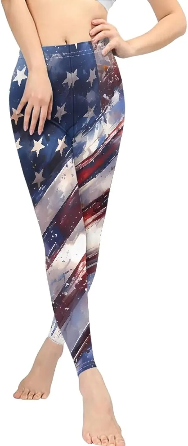 Women's Flexible Length Leggings Colorful Skull Flower Print Soft Pants