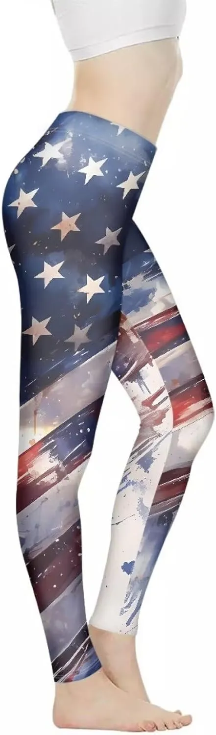 Women's Flexible Length Leggings Colorful Skull Flower Print Soft Pants