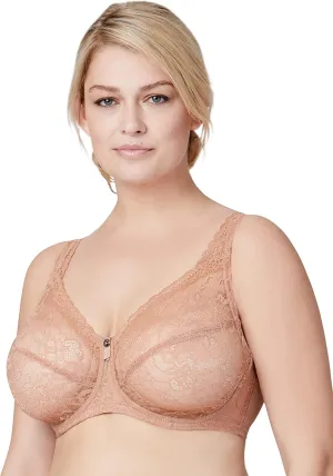 Women's Full Figure Plus Size Underwire Sheer Lace Back Close Bra-Nolita #7007