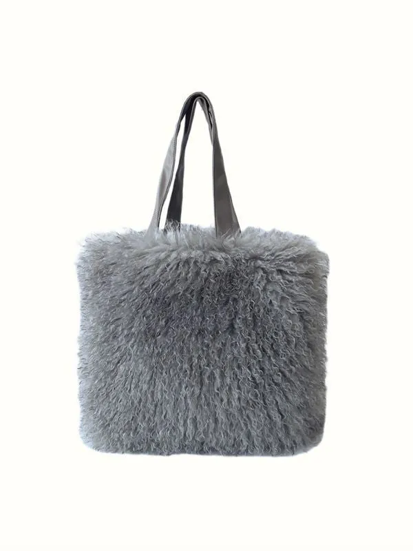 Women's Imitated Tibet Sheep Fur Gradient Color Handbags
