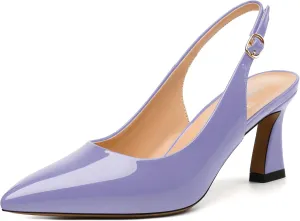 Women's Pumps Slingback Kitten Heels for Women Closed Pointed Toe Backless Pumps Wedding Party Dress Pumps Shoes