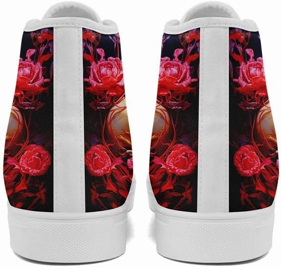 Womens Graffiti Black High Top Fashion Sneakers Canvas Shoes Classic Lace Up Walking Tennis Casual Skateboarding Sports Shoes