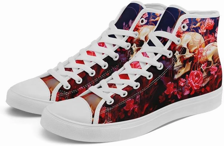 Womens Graffiti Black High Top Fashion Sneakers Canvas Shoes Classic Lace Up Walking Tennis Casual Skateboarding Sports Shoes