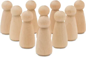 Wood Peg Dolls Large 3-1/2 inch, Mom/Angel Shape Peg People, Pack of 50 Unfinished Jumbo Peg Dolls to Paint