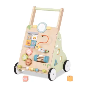 Wooden Baby Walker with Wheels, Montessori Baby Push Walker, Sit to Stand Walker for Baby Boy 6-12 Months, Toddler Standing Activity Center for Boys and Girls