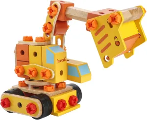 Wooden Construction Toy Set, Engineer Toy Truck to Develop Motor Skills for Ages 3 , Educational Vehicle Assembly Montessori Gift